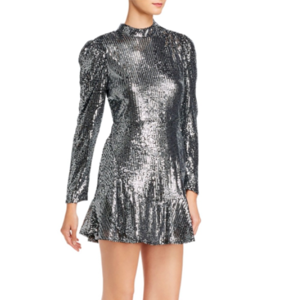 RAHI | SEQUINED COCKTAIL DRESS| GUN METAL BLACK  | SIZE L | FROM BLOOMINGDALES